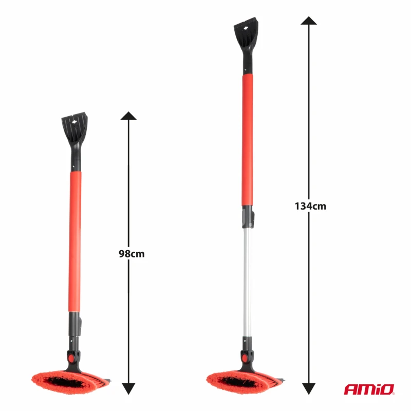 Veľká teleskopická kefa na sneh s škrabkou na ľad a stierkou 98-134 cm AMiO-04147