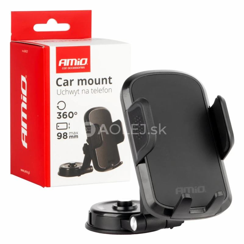 Držiak telefónu na palubnú dosku otočný o 360° AMiO-04137