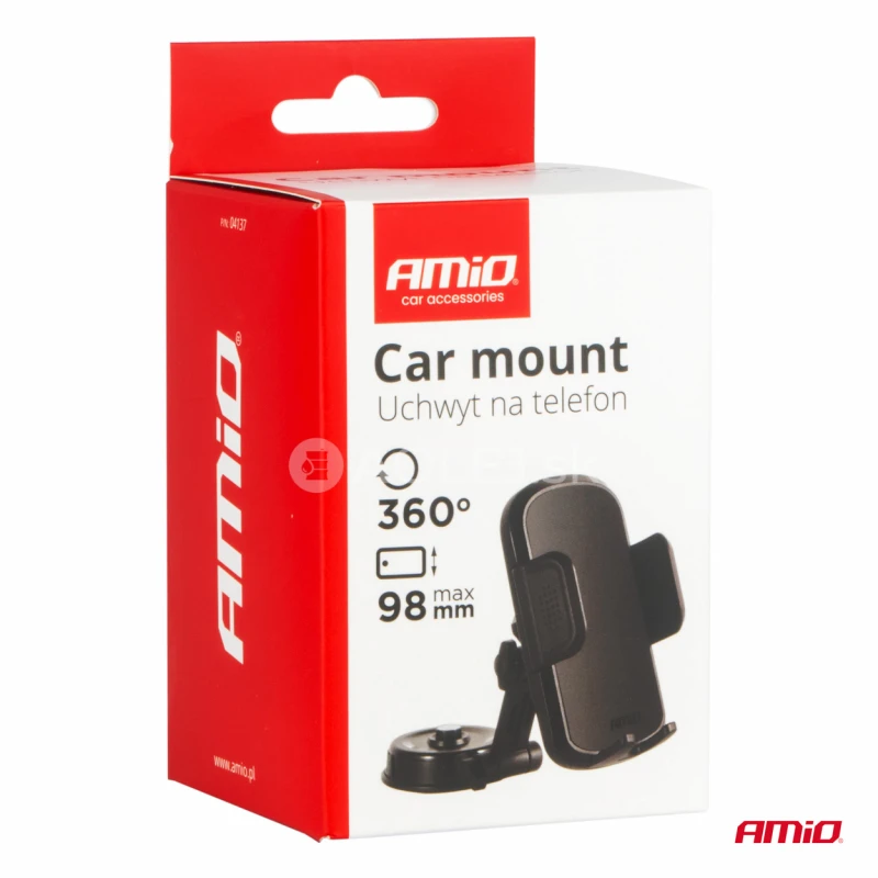 Držiak telefónu na palubnú dosku otočný o 360° AMiO-04137