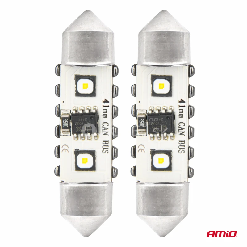 LED žiarovky CANBUS 12SMD Festoon C5W 3838 41mm White 12/24V AMiO-04250