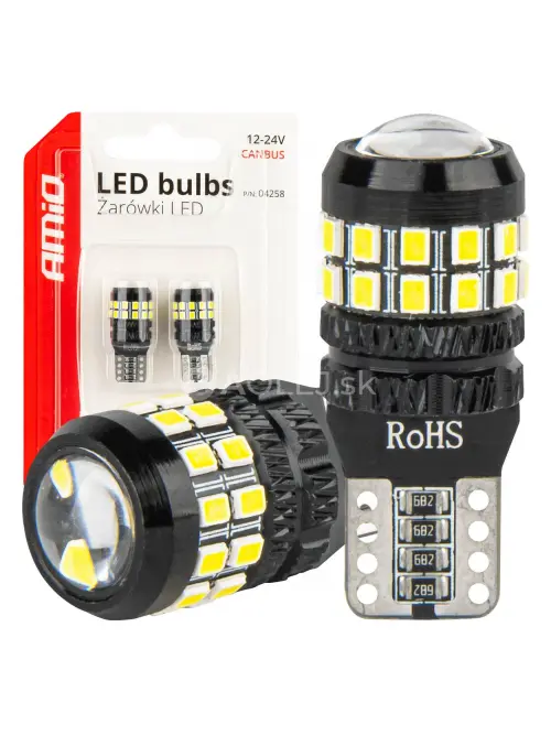 LED žiarovky CANBUS T10 W5W 27SMD 2016 White 12V/24V AMiO-04258