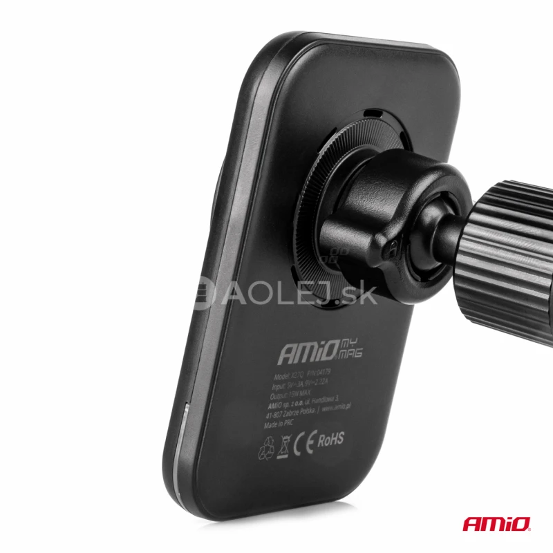 Držiak s magnetickou rychlonabíjačkou do auta Qi2 15W AMiO-04179