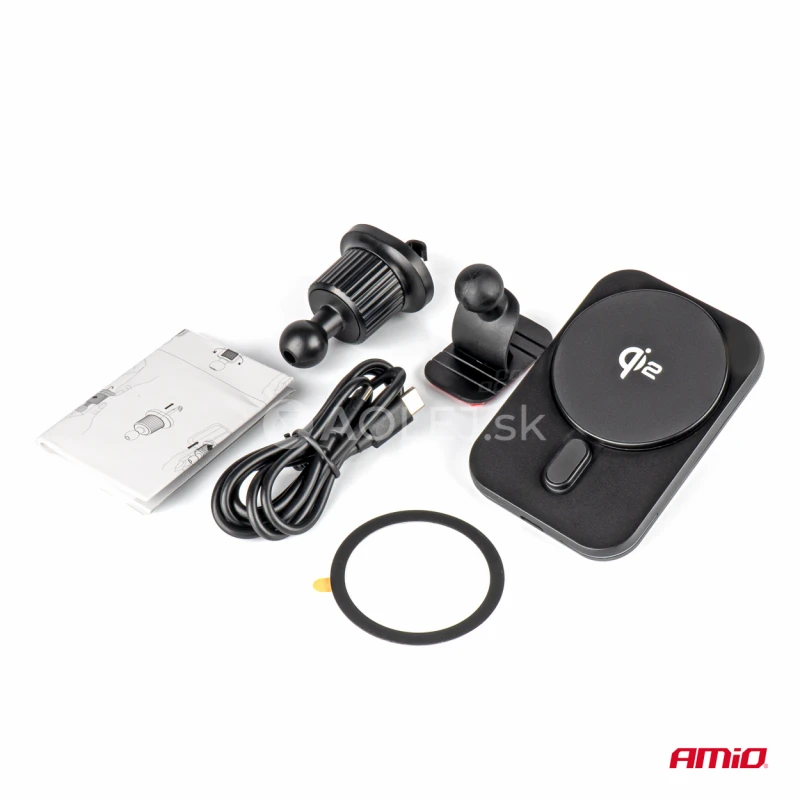 Držiak s magnetickou rychlonabíjačkou do auta Qi2 15W AMiO-04179