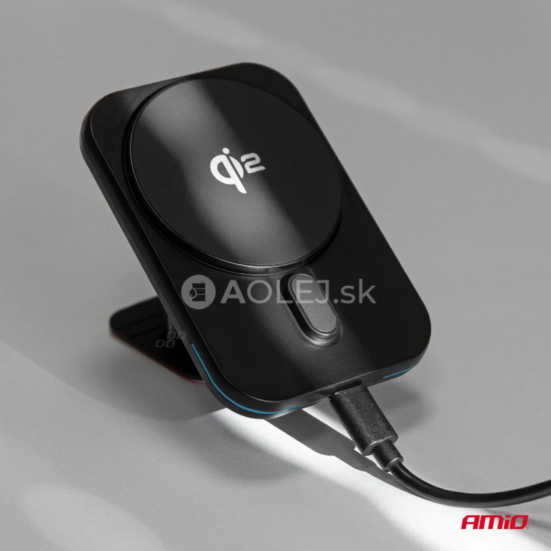 Držiak s magnetickou rychlonabíjačkou do auta Qi2 15W AMiO-04179