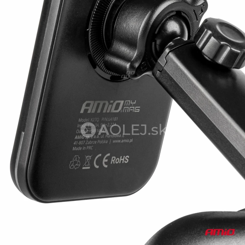 Držiak s magnetickou rychlonabíjačkou do auta Qi2 15W AMiO-04181