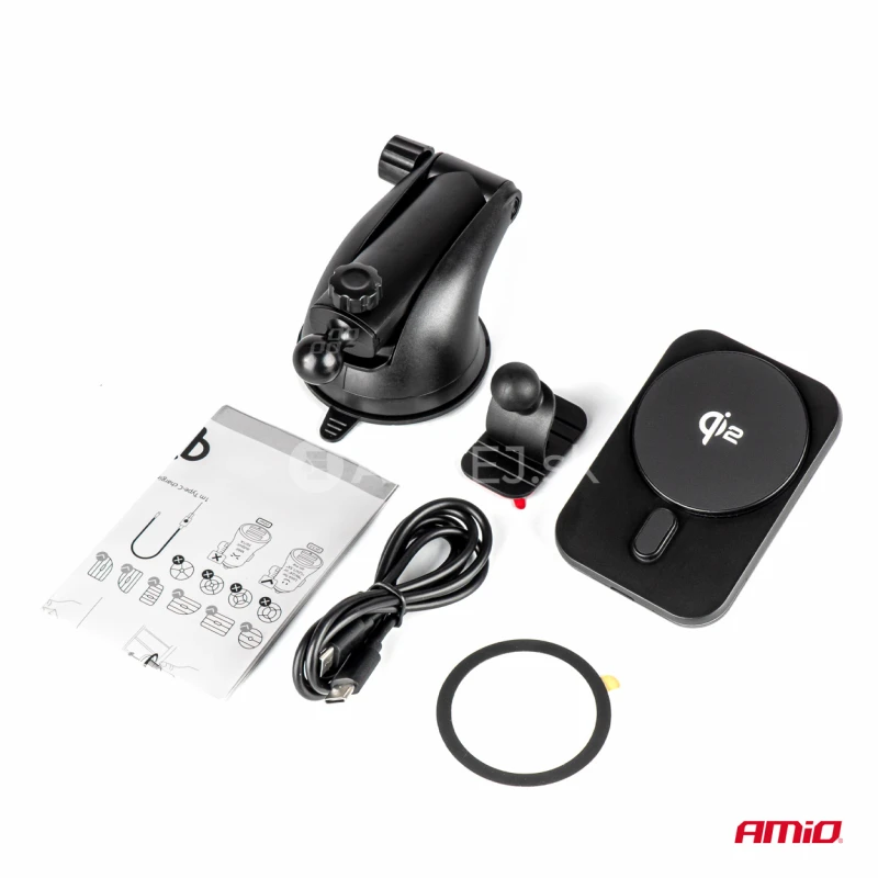 Držiak s magnetickou rychlonabíjačkou do auta Qi2 15W AMiO-04181