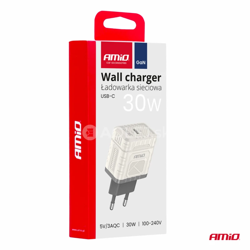 Nástenná nabíjačka Quick Charge GaN PD 30W USB-C AMIO-04285