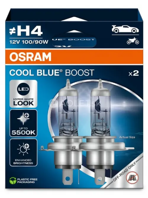 Osram H4 12V 100/90W P43t Cool Blue Boost 2ks