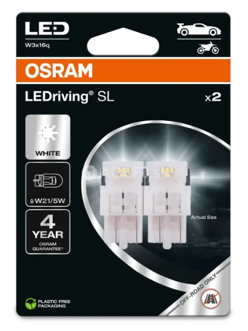 Osram W21/5W 12V 1,7W W3X16q LEDriving SL (biela) - blister 2ks