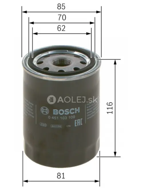 Olejov&yacute; filter P3109 Bosch 0451103109