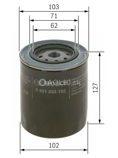 Olejov&yacute; filter P3152 Bosch 0451203152