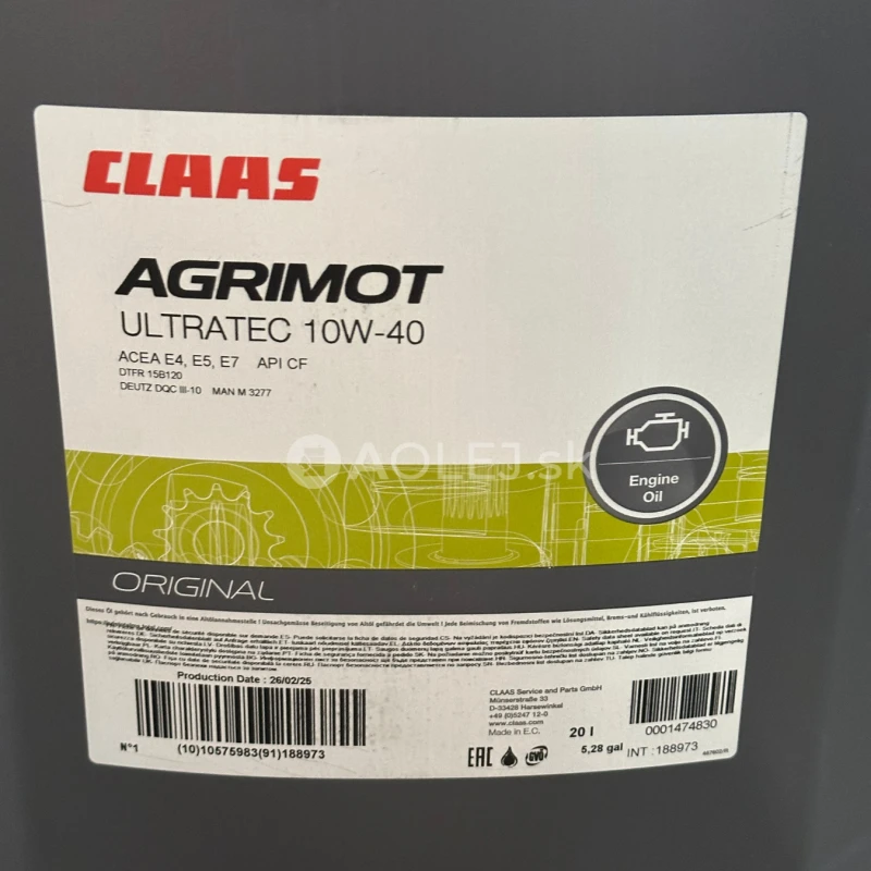Claas Agrimot Ultratec 10W-40 20L
