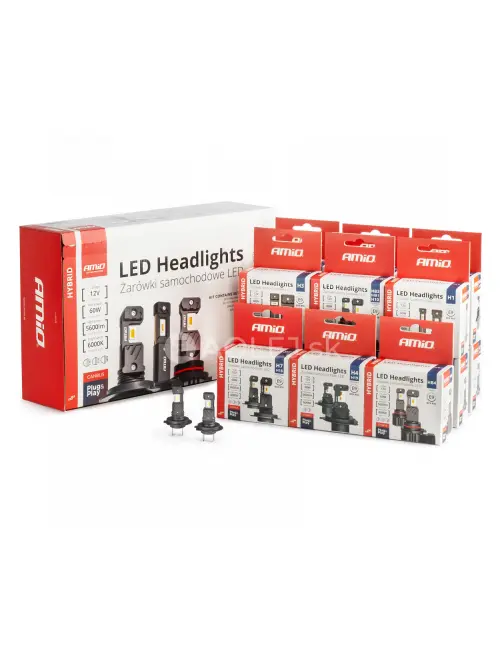 LED žiarovky hlavn&eacute;ho svietenia Hybrid s&eacute;ria H1 H3 H4 H7 HB3 HB4 6000K Canbus 16 sad AMiO-04120