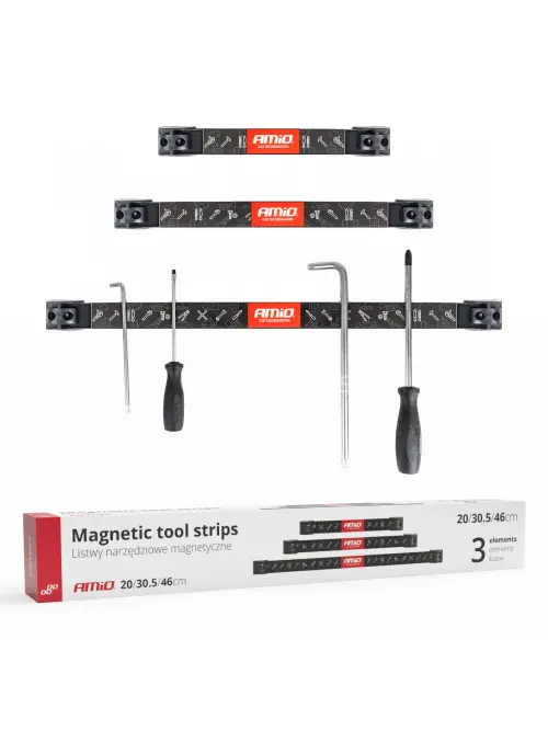 Magnetick&eacute; držiaky na n&aacute;radie 1x20cm 1x30,5cm 1x46cm sada AMiO-04263