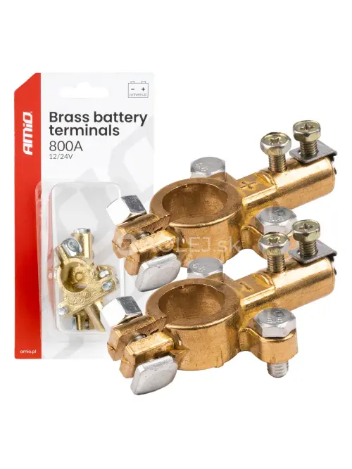 Svorky na autobat&eacute;riu mosadzn&eacute; 800A, 2 ks/blister AMIO-04390