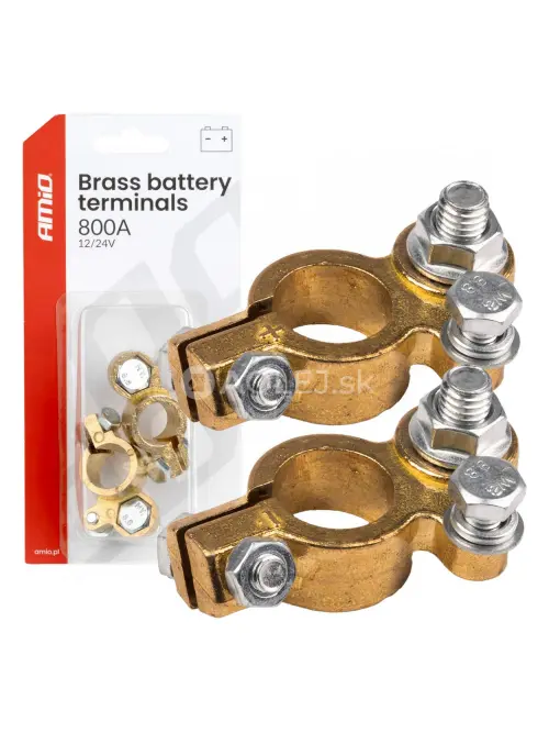 Mosadzn&eacute; svorky bat&eacute;rie 800A, 2 ks/blister AMIO-04392