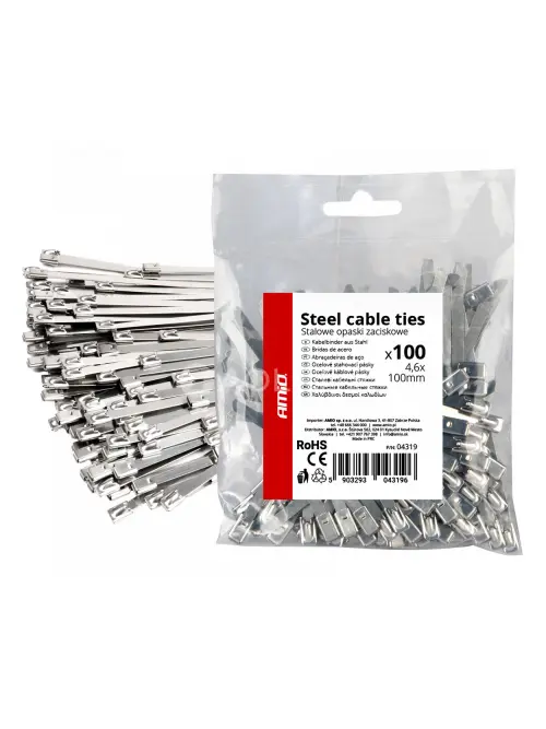 Nerezov&eacute; sťahovacie p&aacute;sky 4,6x100mm 100 ks AMiO-04319