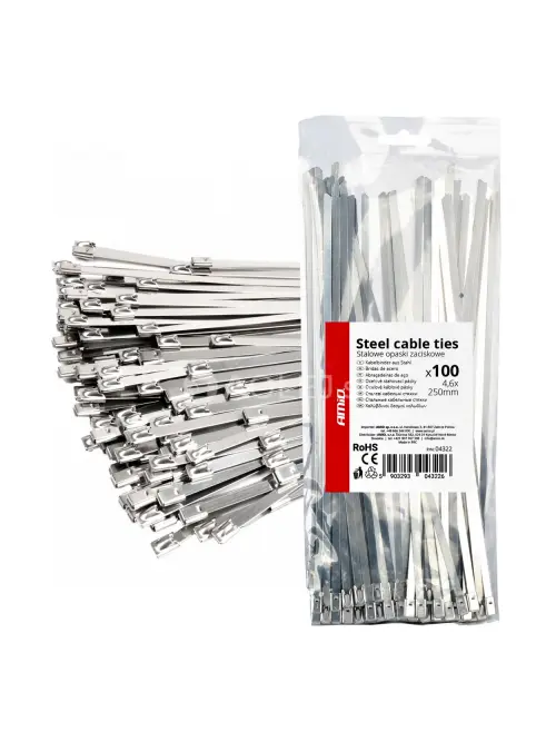 Nerezov&eacute; sťahovacie p&aacute;sky 4,6x250mm 100 ks AMiO-04322