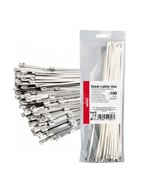 Nerezov&eacute; sťahovacie p&aacute;sky 4,6x300mm 100 ks AMiO-04323