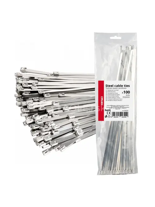 Nerezov&eacute; sťahovacie p&aacute;sky 4,6x350mm 100 ks AMiO-04324