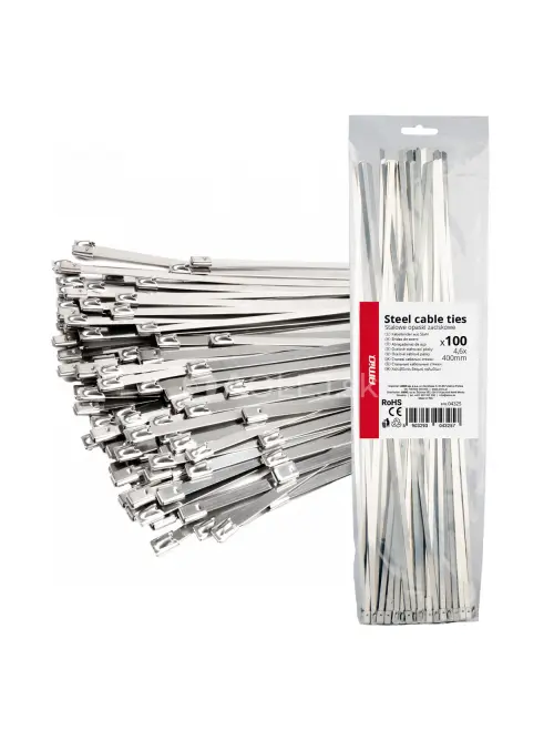 Nerezov&eacute; sťahovacie p&aacute;sky 4,6x400mm 100 ks AMiO-04325