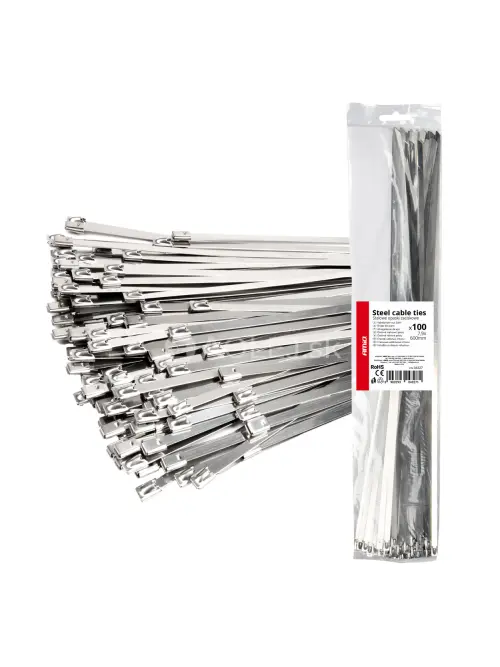 Nerezov&eacute; sťahovacie p&aacute;sky 7,9x600mm 100 ks AMiO-04327