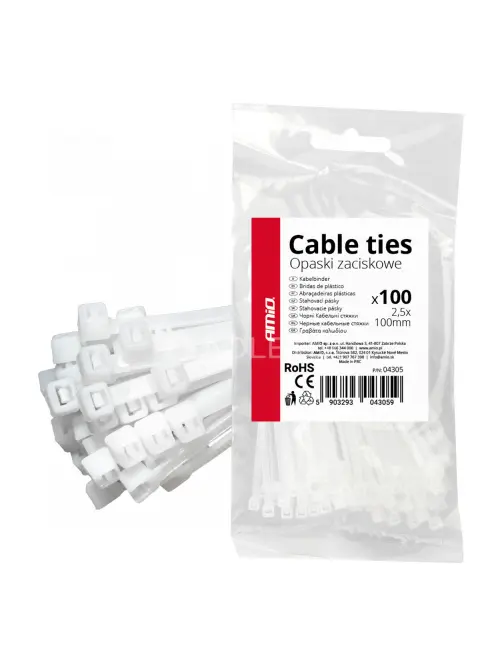 Biele k&aacute;blov&eacute; p&aacute;sky 2,5 &times; 100 mm 100 ks. AMIO-04305