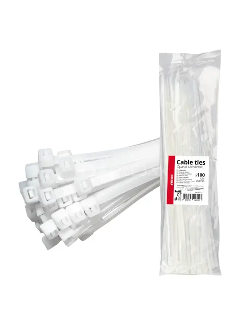 Biele k&aacute;blov&eacute; p&aacute;sky 4,8 &times; 350 mm 100 ks. AMIO-04312