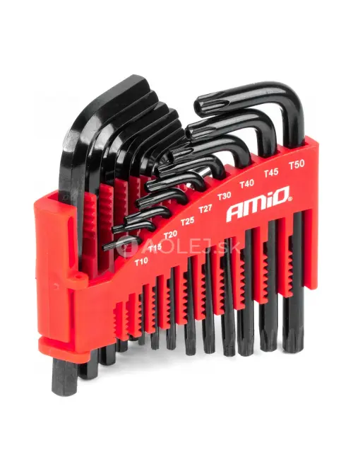 Imbusov&eacute; kľ&uacute;če hex a torx z CRV ocele, čierna 22ks AMiO-04297