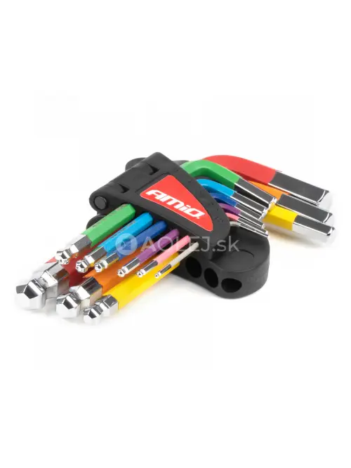 Imbusov&eacute; HEX kľ&uacute;če s guľ&ocirc;čkou z S2 ocele 9 ks AMiO-04298