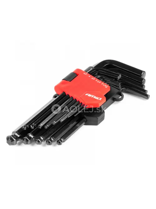 Imbusov&eacute; HEX kľ&uacute;če s guľ&ocirc;čkou z CRV ocele, čierne 13ks AMiO-04304