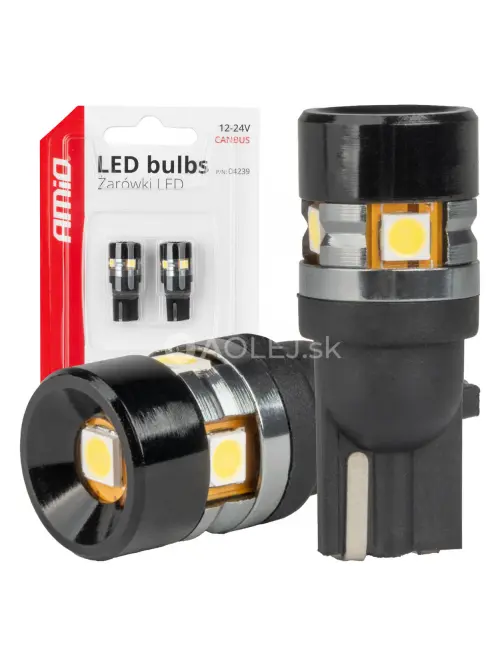 LED žiarovky CANBUS T10 W5W 5SMD 3030 White 12V 24V AMiO-04239