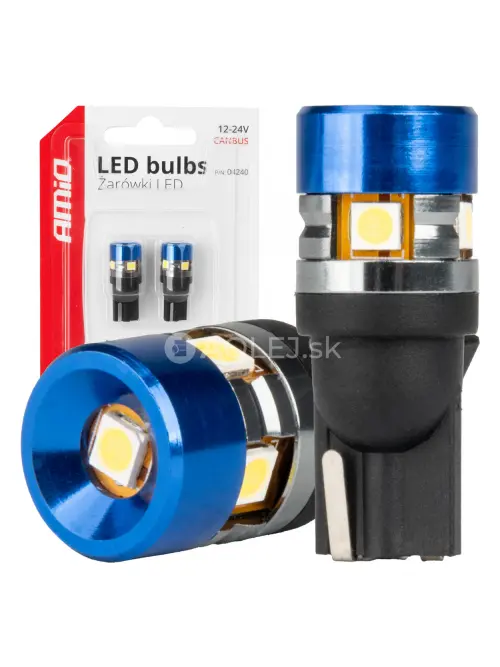 LED žiarovky CANBUS T10 W5W 5SMD 3030 White 12V/24V AMiO-04240