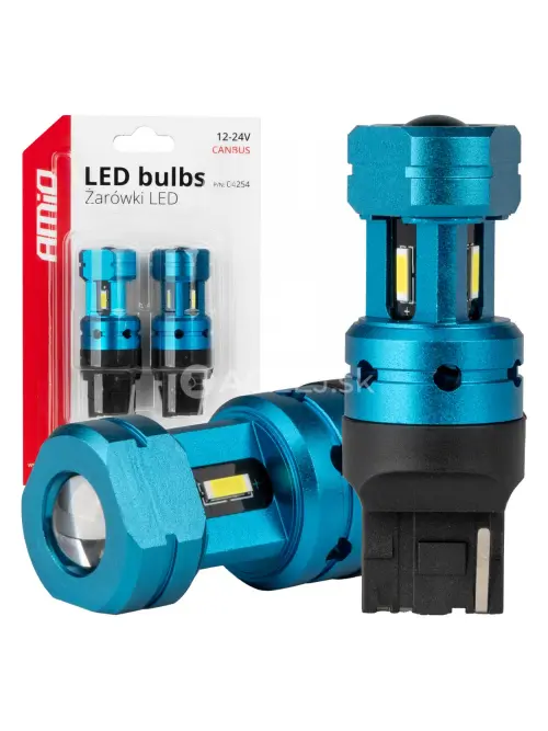 LED žiarovky CANBUS T20 7440 W21W 4SMD 1860 White 12V 24V AMiO-04254
