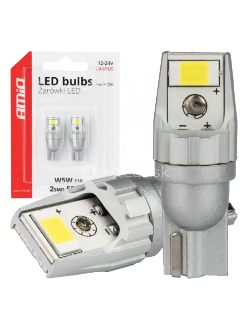 LED žiarovky CANBUS T10 W5W 2SMD 3570 White 12V 24V AMiO-04256