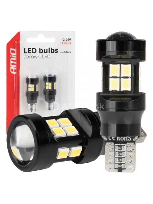 LED žiarovky CANBUS T15 W16W 15SMD 2835 Biela 12V 24V AMiO-04245