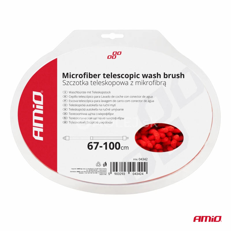 Teleskopick&aacute; prietokov&aacute; kefa z mikrovl&aacute;kna na um&yacute;vanie auta 67-100 cm AMiO-04342