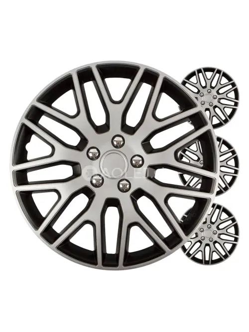 Puklice Dakar 15” čierno - strieborná sada 4ks COLOR BOX