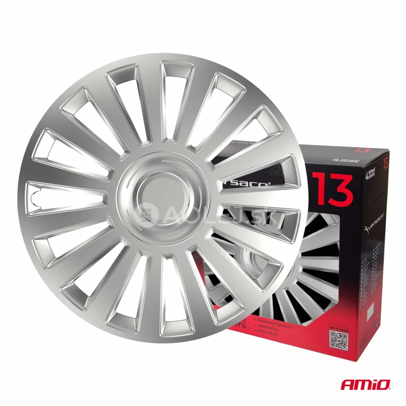 Puklice Luxury 13” strieborná sada 4ks COLOR BOX