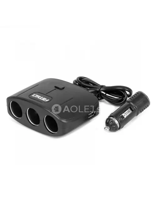 Predlžovacia zásuvka 2x USB-A ON/OFF 12/24V 100W 70cm AMiO-04362