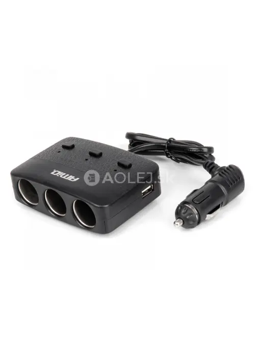 Predlžovacia zásuvka 2x USB-A ON/OFF LED 12/24V 100W 70cm AMiO-04363