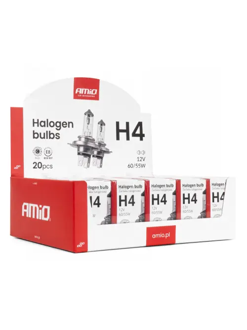 Halog&eacute;nov&aacute; žiarovka H4 12V 60/55W UV filter (E8) sada 20ks AMiO-04401