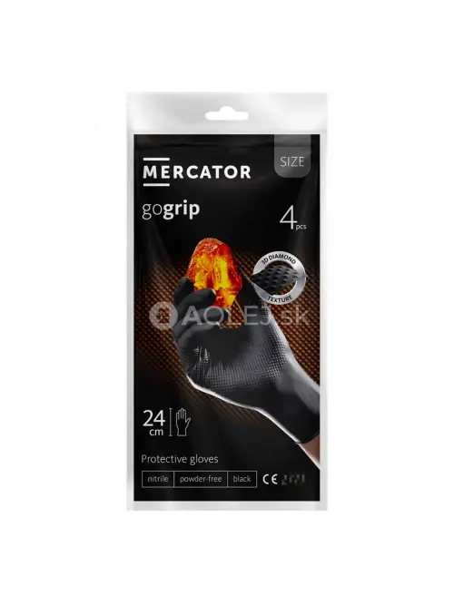 Nitrilov&eacute; rukavice MERCATOR GoGrip ČIERNE 4ks L