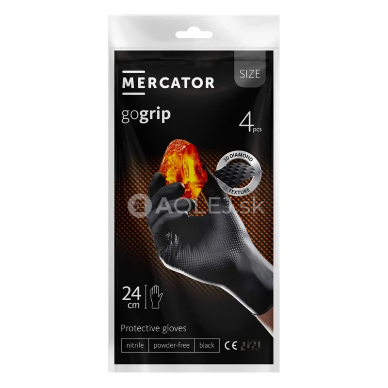 Nitrilov&eacute; rukavice MERCATOR GoGrip ČIERNE 4ks XXL