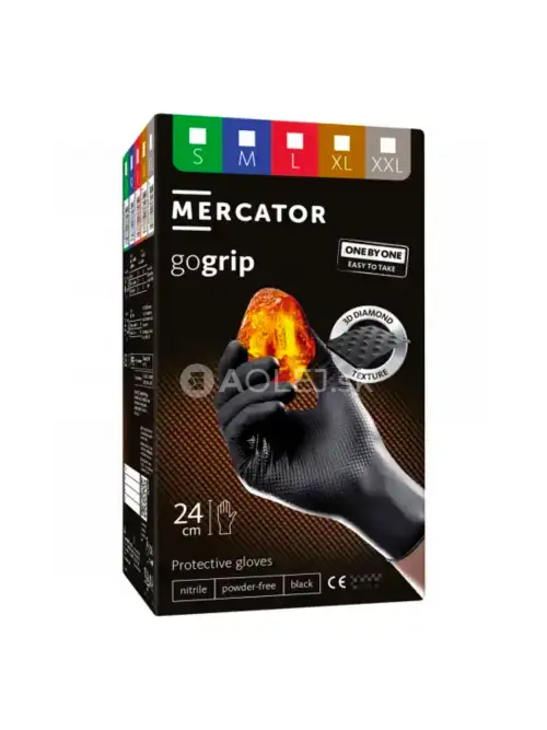 Nitrilov&eacute; rukavice MERCATOR GoGrip ONE-BY-ONE ČIERNE 100ks XXL