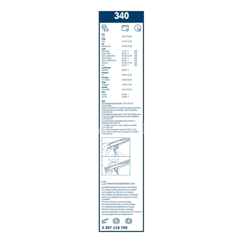 Sada stieračov Bosch Twin 340 340+340mm 3397118700