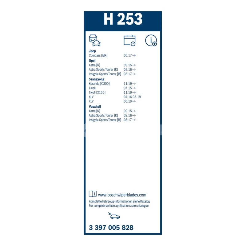 Zadn&yacute; stierač Bosch H253 250mm 3397005828