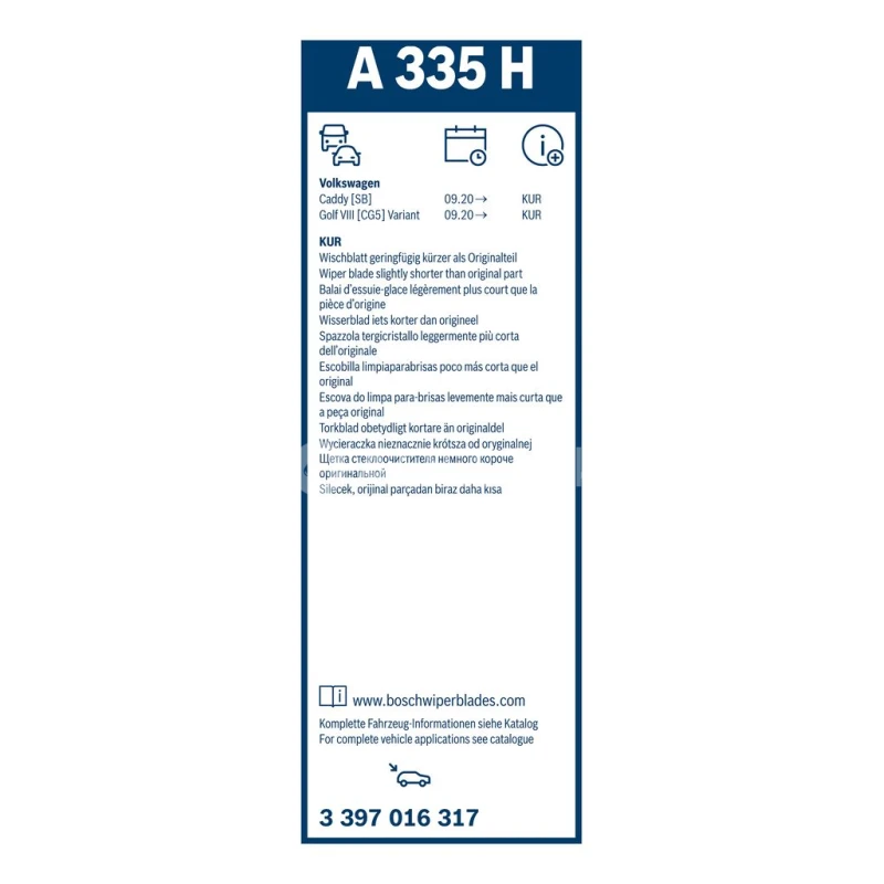 Zadn&yacute; stierač Bosch A335H 330mm 3397016317