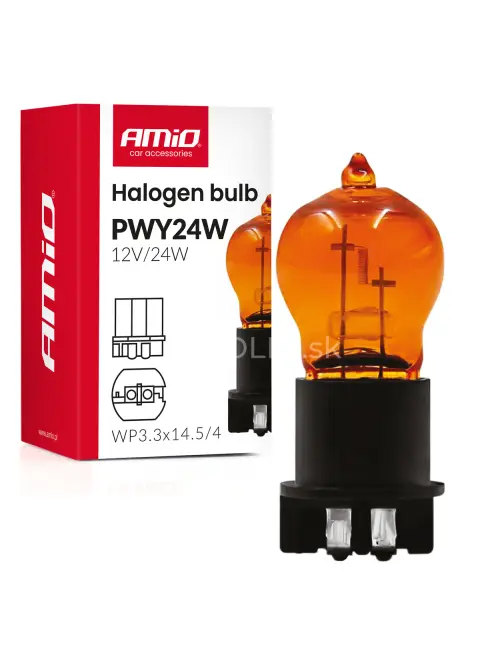 Halog&eacute;nov&aacute; žiarovka PWY24W WP3.3x14.5-4 Amber 12V 24W AMiO-04410