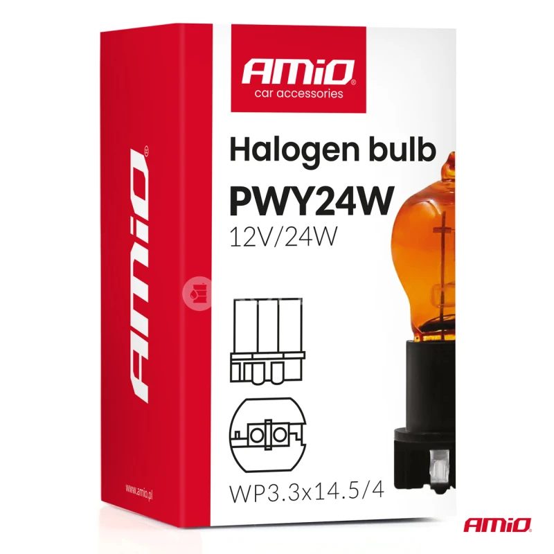 Halog&eacute;nov&aacute; žiarovka PWY24W WP3.3x14.5-4 Amber 12V 24W AMiO-04410